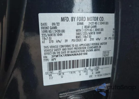 2022 Ford Mustang Mach-E Select from USA, damaged, VIN 3FMTK1RM4NMA60186